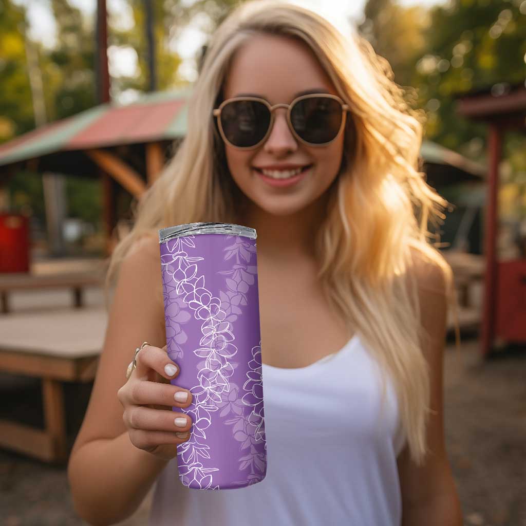 Hawaii Plumeria Lei Skinny Tumbler Aloha Festive Vibe - Violet LT7 - Polynesian Pride