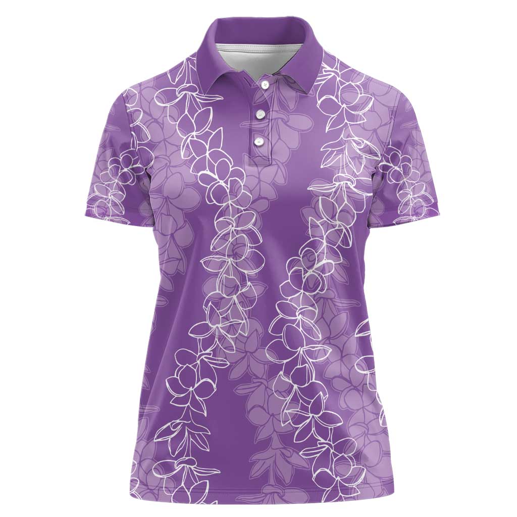 Hawaii Plumeria Lei Women Polo Shirt Aloha Festive Vibe - Violet