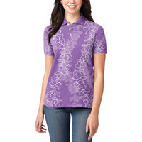 Hawaii Plumeria Lei Women Polo Shirt Aloha Festive Vibe - Violet