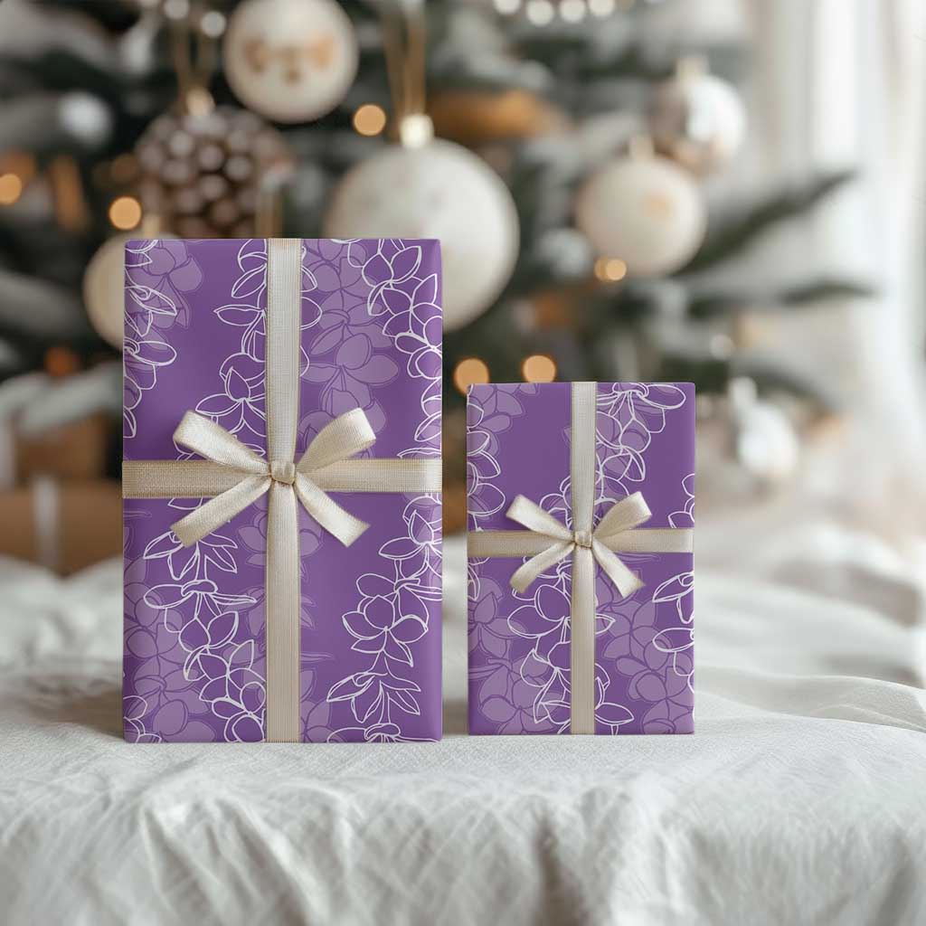 Hawaii Plumeria Lei Wrapping Paper Aloha Festive Vibe - Violet