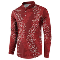Hawaii Plumeria Lei Button Sweatshirt Aloha Festive Vibe - Crimson
