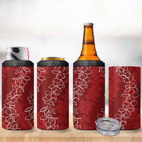 Hawaii Plumeria Lei 4 in 1 Can Cooler Tumbler Aloha Festive Vibe - Crimson LT7 - Polynesian Pride