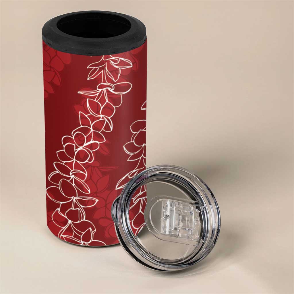 Hawaii Plumeria Lei 4 in 1 Can Cooler Tumbler Aloha Festive Vibe - Crimson LT7 - Polynesian Pride