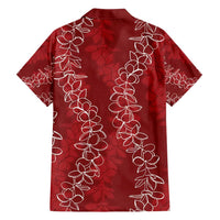 Hawaii Plumeria Lei Family Matching Long Sleeve Bodycon Dress and Hawaiian Shirt Aloha Festive Vibe - Crimson LT7 - Polynesian Pride