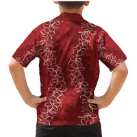 Hawaii Plumeria Lei Family Matching Mermaid Dress and Hawaiian Shirt Aloha Festive Vibe - Crimson LT7 - Polynesian Pride