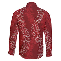 Hawaii Plumeria Lei Family Matching Mermaid Dress and Hawaiian Shirt Aloha Festive Vibe - Crimson LT7 - Polynesian Pride