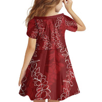 Hawaii Plumeria Lei Family Matching Off Shoulder Maxi Dress and Hawaiian Shirt Aloha Festive Vibe - Crimson LT7 - Polynesian Pride