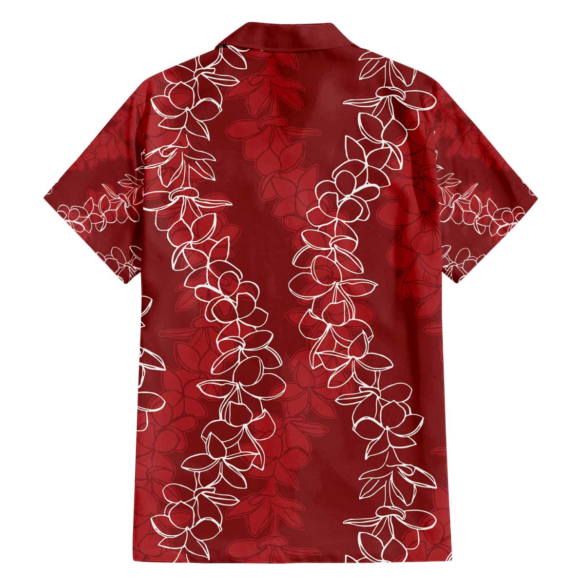 Hawaii Plumeria Lei Family Matching Puletasi and Hawaiian Shirt Aloha Festive Vibe - Crimson LT7 - Polynesian Pride