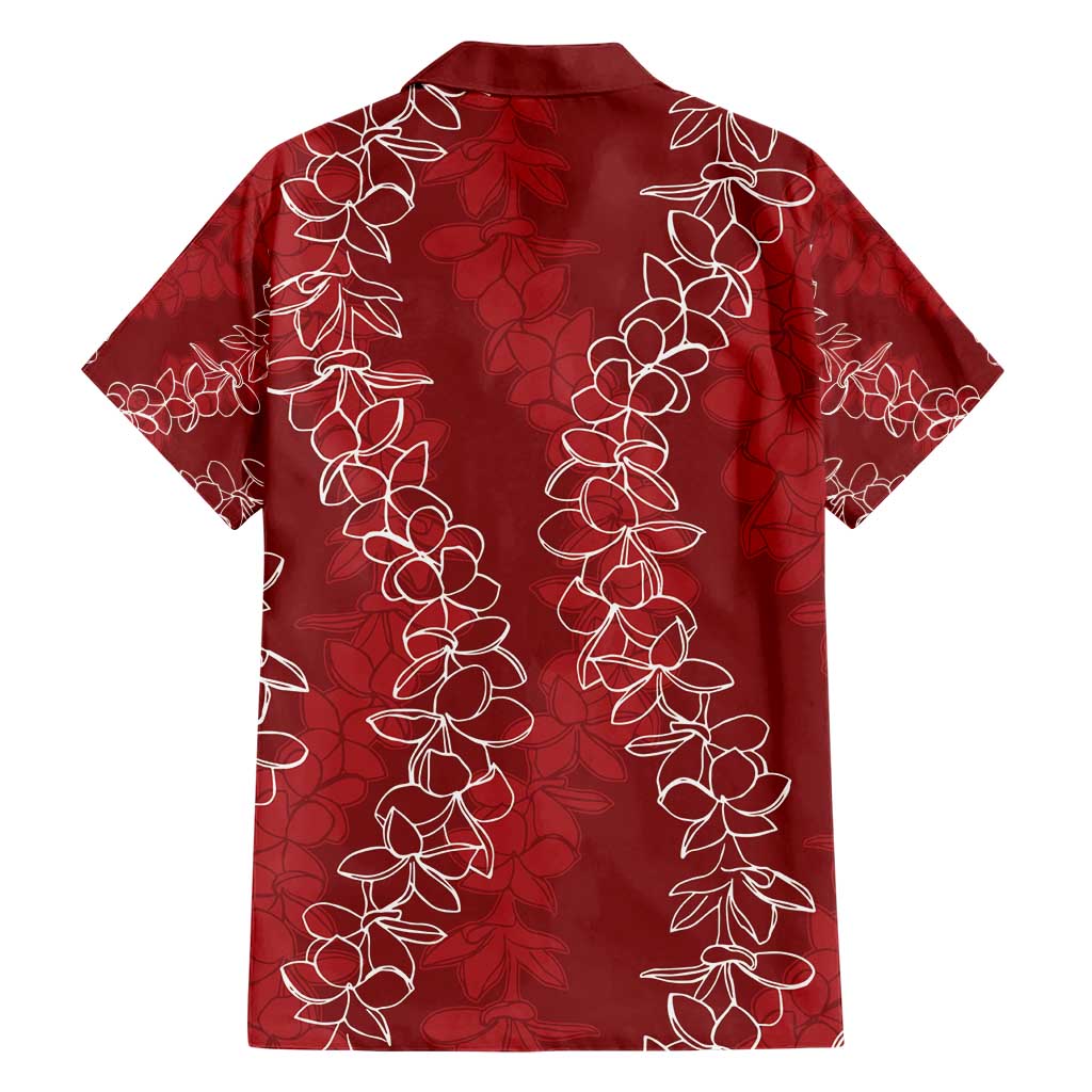 Hawaii Plumeria Lei Family Matching Short Sleeve Bodycon Dress and Hawaiian Shirt Aloha Festive Vibe - Crimson LT7 - Polynesian Pride