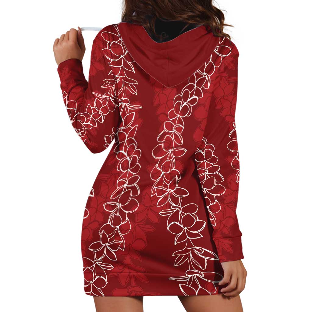 Hawaii Plumeria Lei Hoodie Dress Aloha Festive Vibe - Crimson LT7 - Polynesian Pride