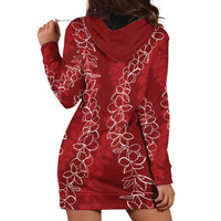 Hawaii Plumeria Lei Hoodie Dress Aloha Festive Vibe - Crimson LT7 - Polynesian Pride