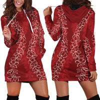Hawaii Plumeria Lei Hoodie Dress Aloha Festive Vibe - Crimson LT7 - Polynesian Pride