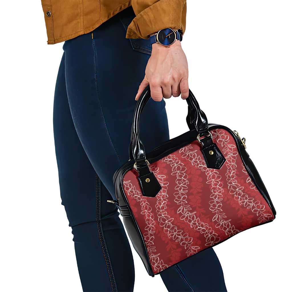 Hawaii Plumeria Lei Shoulder Handbag Aloha Festive Vibe - Crimson