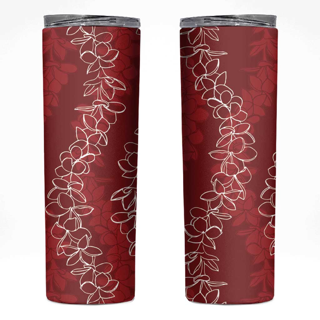 Hawaii Plumeria Lei Skinny Tumbler Aloha Festive Vibe - Crimson LT7 Crimson - Polynesian Pride
