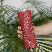 Hawaii Plumeria Lei Skinny Tumbler Aloha Festive Vibe - Crimson LT7 - Polynesian Pride