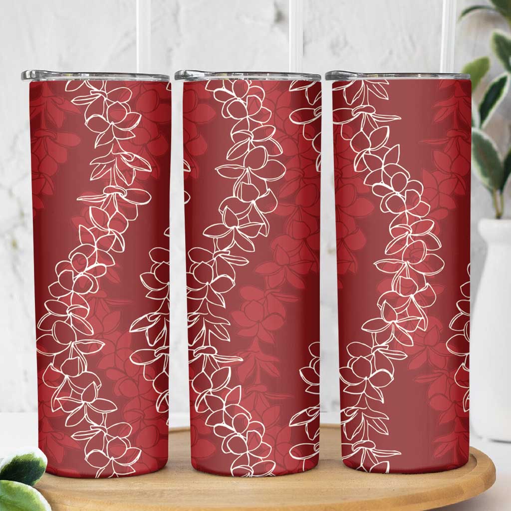 Hawaii Plumeria Lei Skinny Tumbler Aloha Festive Vibe - Crimson LT7 - Polynesian Pride