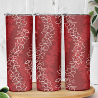 Hawaii Plumeria Lei Skinny Tumbler Aloha Festive Vibe - Crimson LT7 - Polynesian Pride