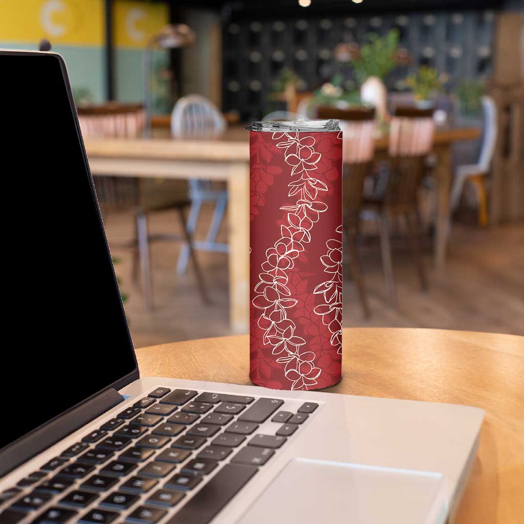 Hawaii Plumeria Lei Skinny Tumbler Aloha Festive Vibe - Crimson LT7 - Polynesian Pride