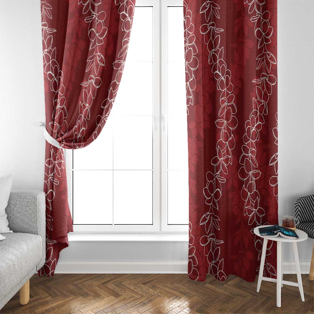 Hawaii Plumeria Lei Window Curtain Aloha Festive Vibe - Crimson