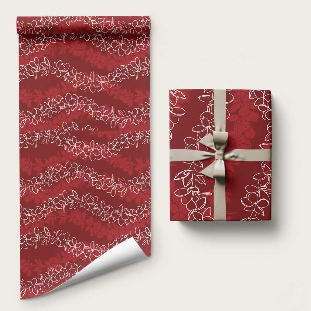 Hawaii Plumeria Lei Wrapping Paper Aloha Festive Vibe - Crimson