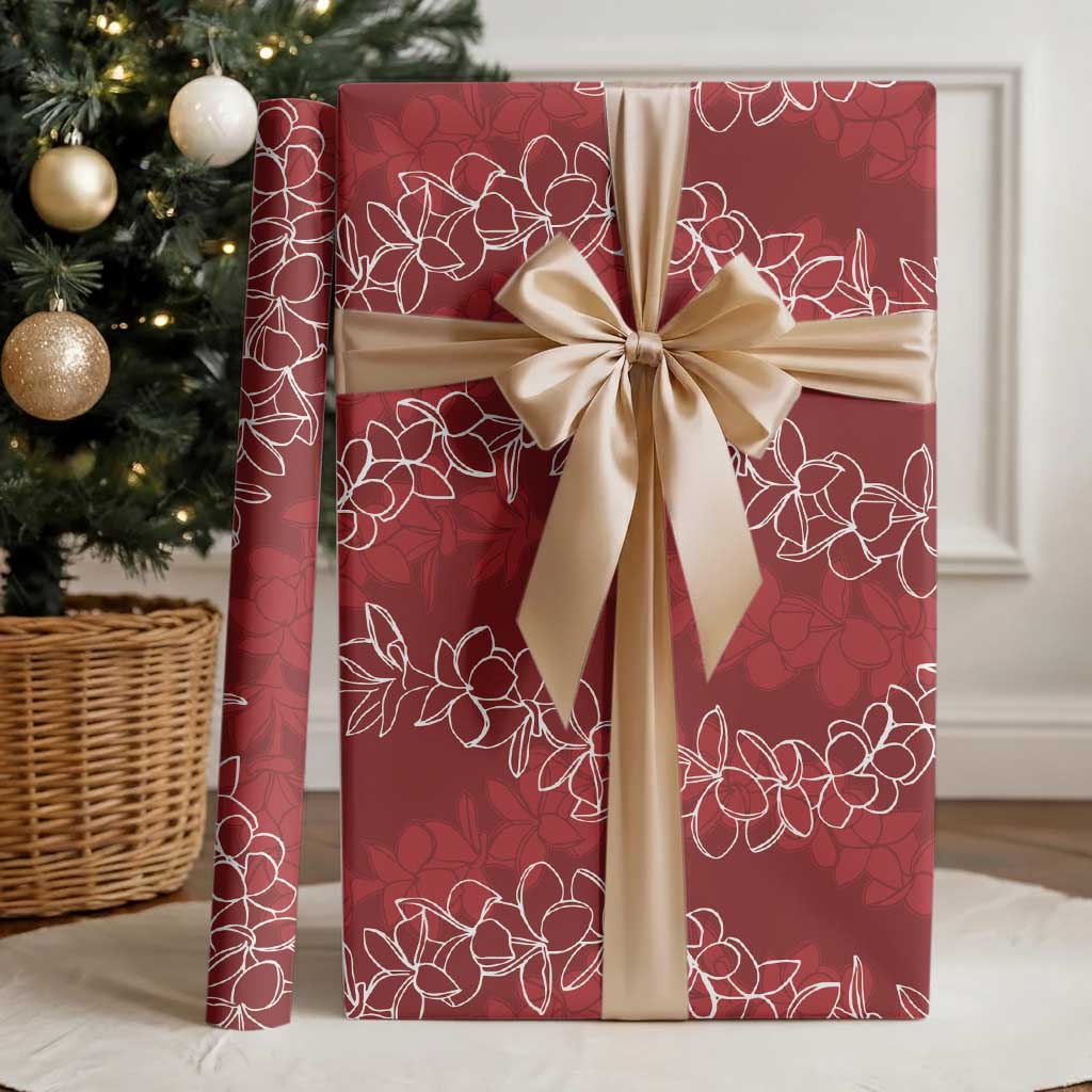 Hawaii Plumeria Lei Wrapping Paper Aloha Festive Vibe - Crimson