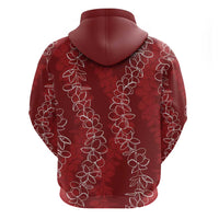 Hawaii Plumeria Lei Zip Hoodie Aloha Festive Vibe - Crimson LT7 - Polynesian Pride
