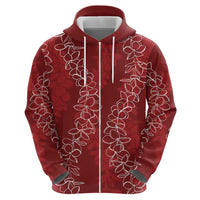 Hawaii Plumeria Lei Zip Hoodie Aloha Festive Vibe - Crimson LT7 - Polynesian Pride