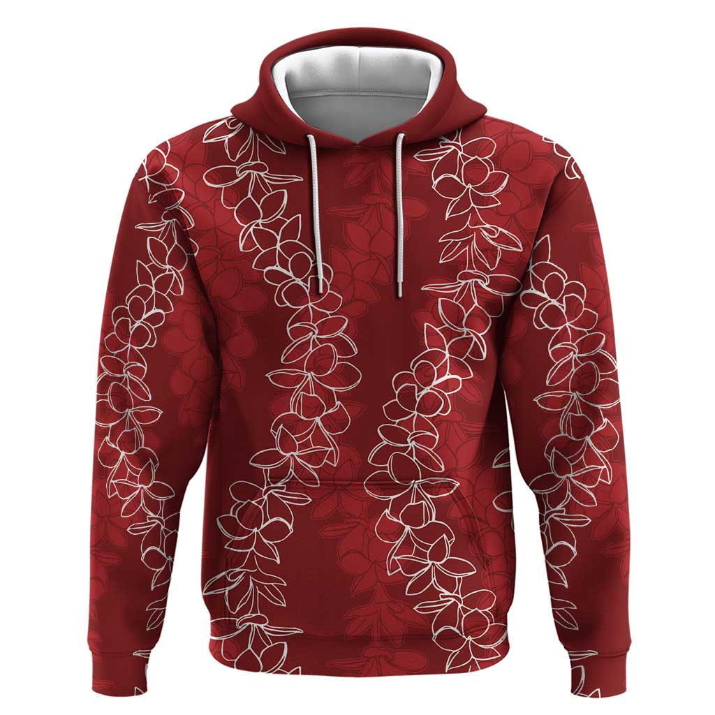 Hawaii Plumeria Lei Zip Hoodie Aloha Festive Vibe - Crimson LT7 Pullover Hoodie Crimson - Polynesian Pride
