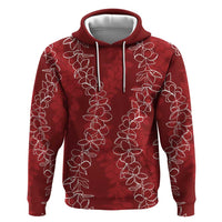 Hawaii Plumeria Lei Zip Hoodie Aloha Festive Vibe - Crimson LT7 Pullover Hoodie Crimson - Polynesian Pride