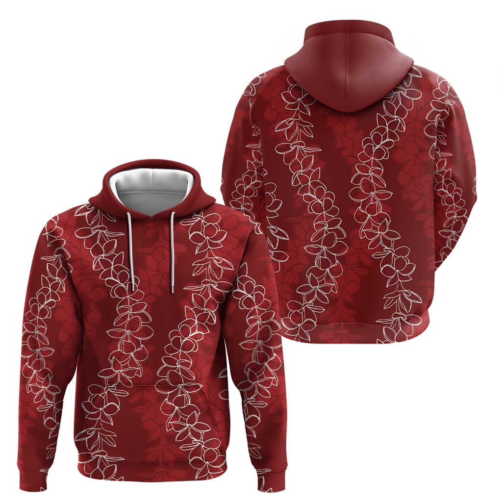 Hawaii Plumeria Lei Zip Hoodie Aloha Festive Vibe - Crimson LT7 - Polynesian Pride