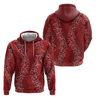 Hawaii Plumeria Lei Zip Hoodie Aloha Festive Vibe - Crimson LT7 - Polynesian Pride