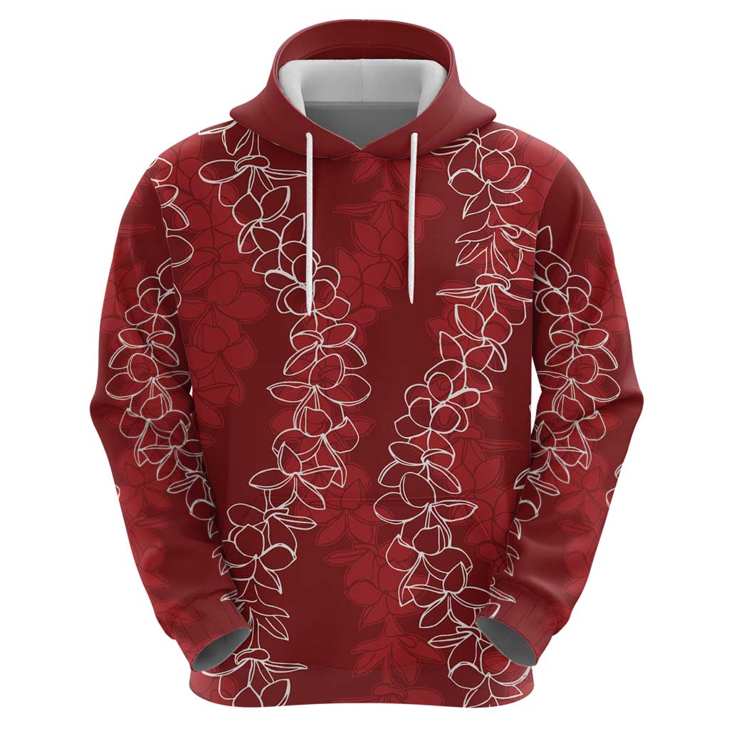 Hawaii Plumeria Lei Zip Hoodie Aloha Festive Vibe - Crimson LT7 - Polynesian Pride