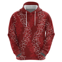 Hawaii Plumeria Lei Zip Hoodie Aloha Festive Vibe - Crimson LT7 - Polynesian Pride