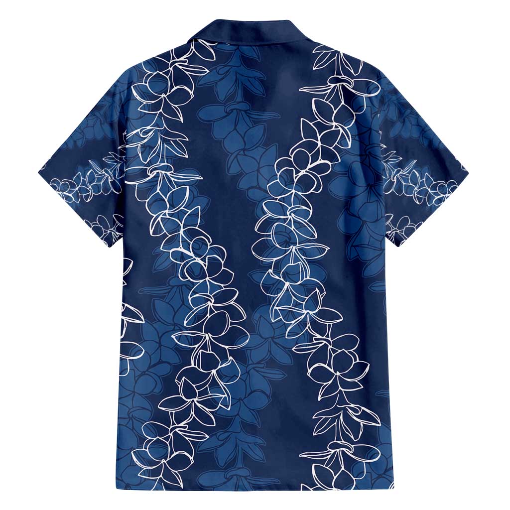 Hawaii Plumeria Lei Family Matching Off Shoulder Maxi Dress and Hawaiian Shirt Aloha Festive Vibe - Navy Blue LT7 - Polynesian Pride