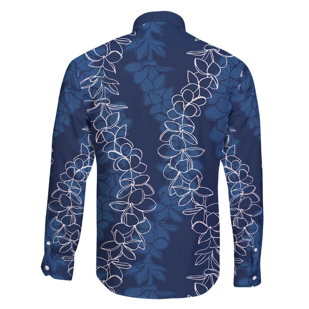 Hawaii Plumeria Lei Family Matching Off Shoulder Short Dress and Hawaiian Shirt Aloha Festive Vibe - Navy Blue LT7 - Polynesian Pride