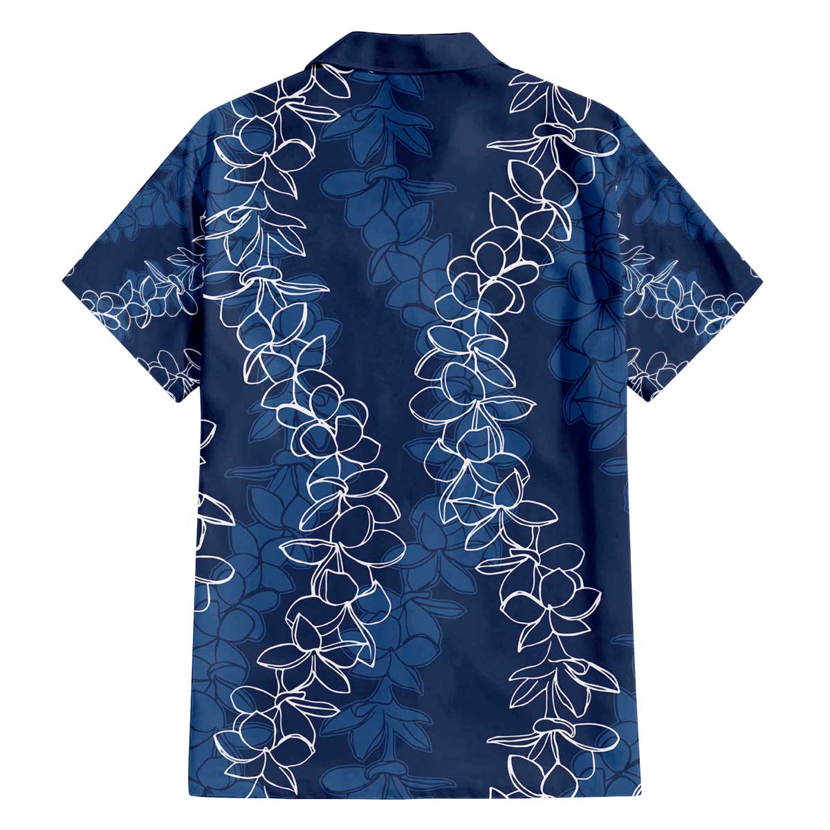 Hawaii Plumeria Lei Family Matching Puletasi and Hawaiian Shirt Aloha Festive Vibe - Navy Blue LT7 - Polynesian Pride