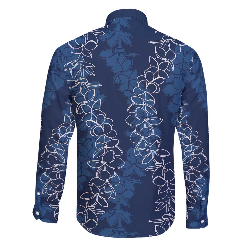 Hawaii Plumeria Lei Family Matching Short Sleeve Bodycon Dress and Hawaiian Shirt Aloha Festive Vibe - Navy Blue LT7 - Polynesian Pride