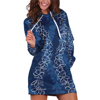Hawaii Plumeria Lei Hoodie Dress Aloha Festive Vibe - Navy Blue LT7 Navy Blue - Polynesian Pride