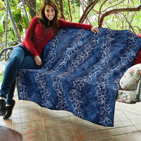 Hawaii Plumeria Lei Quilt Aloha Festive Vibe - Navy Blue