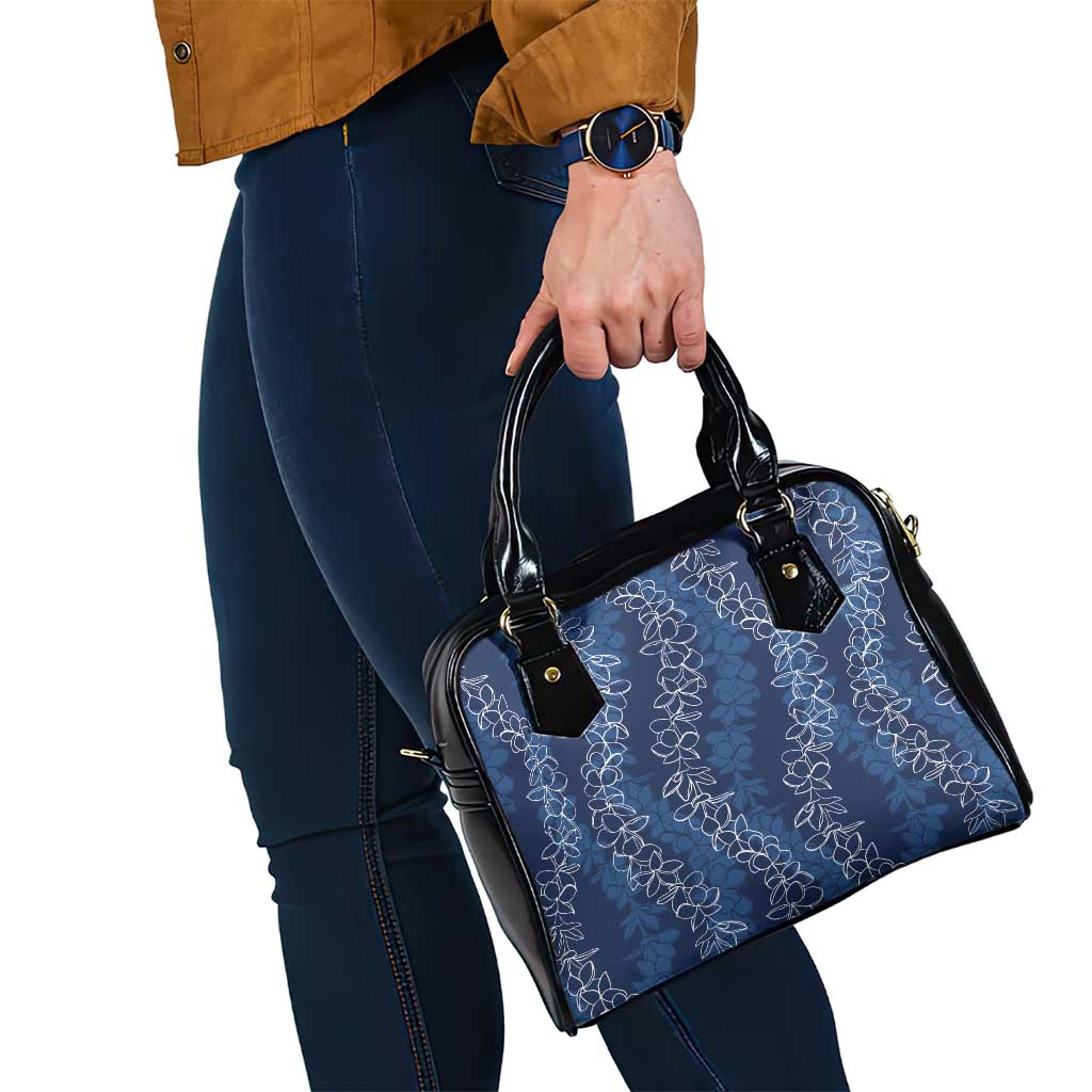 Hawaii Plumeria Lei Shoulder Handbag Aloha Festive Vibe - Navy Blue LT7 - Polynesian Pride