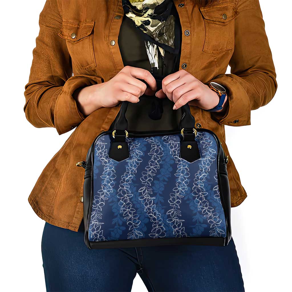 Hawaii Plumeria Lei Shoulder Handbag Aloha Festive Vibe - Navy Blue LT7 - Polynesian Pride