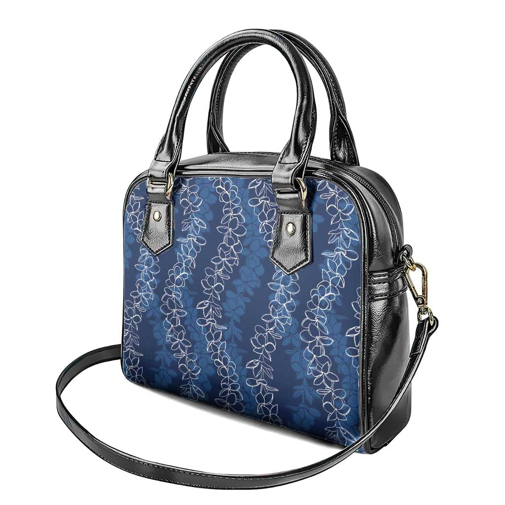 Hawaii Plumeria Lei Shoulder Handbag Aloha Festive Vibe - Navy Blue LT7 - Polynesian Pride