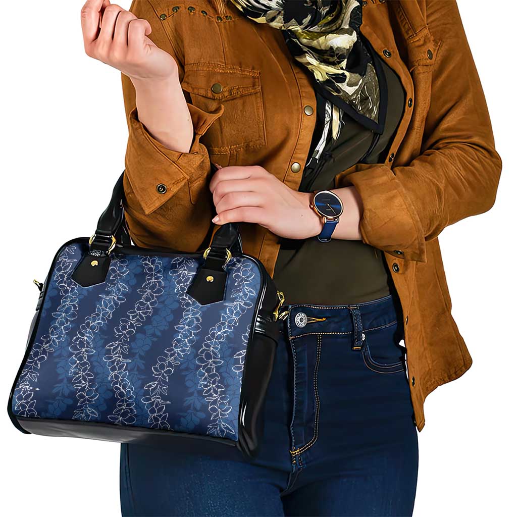 Hawaii Plumeria Lei Shoulder Handbag Aloha Festive Vibe - Navy Blue LT7 - Polynesian Pride