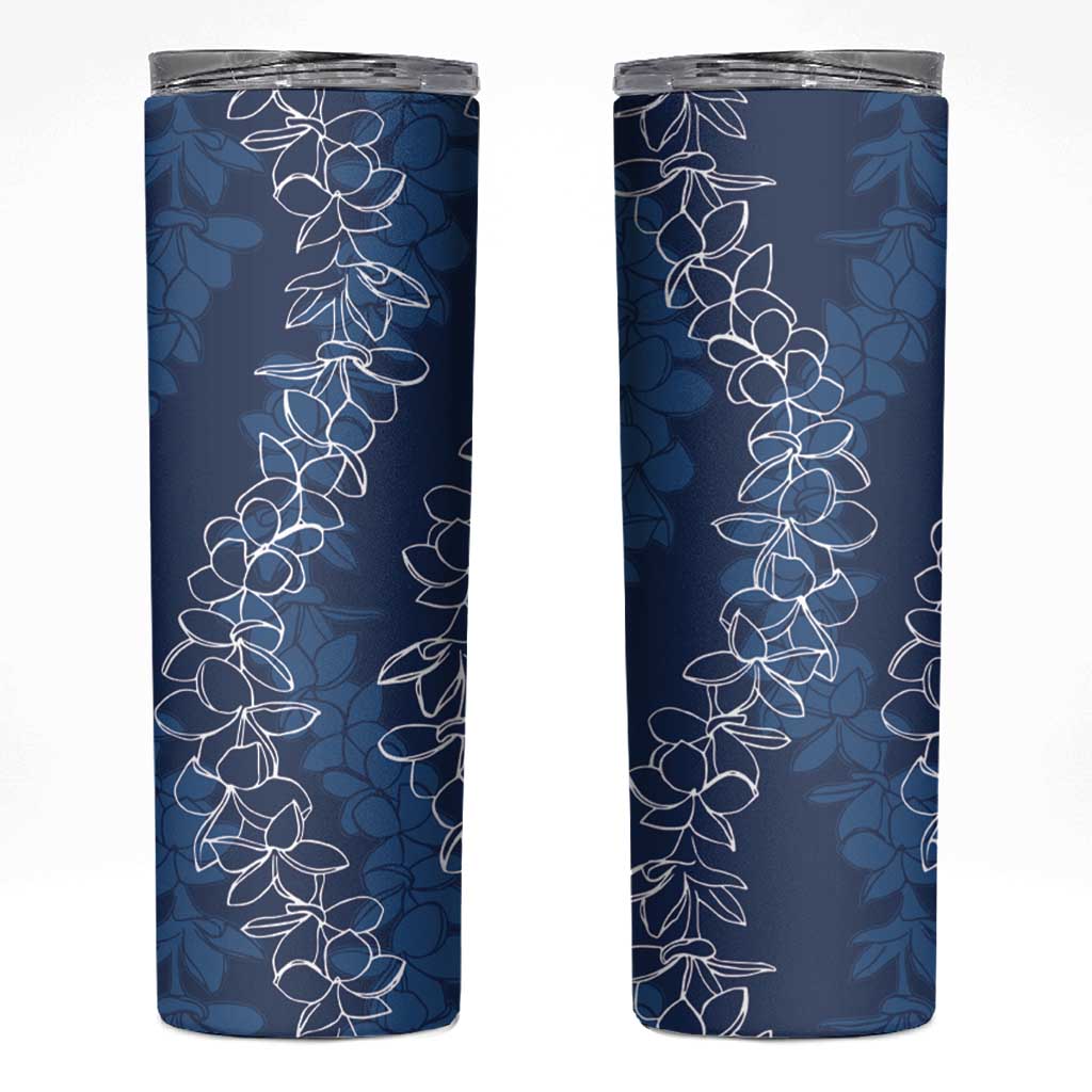 Hawaii Plumeria Lei Skinny Tumbler Aloha Festive Vibe - Navy Blue LT7 Navy Blue - Polynesian Pride