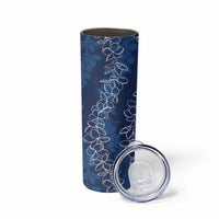 Hawaii Plumeria Lei Skinny Tumbler Aloha Festive Vibe - Navy Blue LT7 - Polynesian Pride