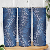 Hawaii Plumeria Lei Skinny Tumbler Aloha Festive Vibe - Navy Blue LT7 - Polynesian Pride
