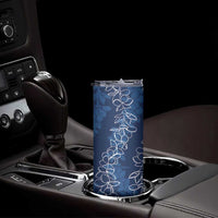 Hawaii Plumeria Lei Skinny Tumbler Aloha Festive Vibe - Navy Blue LT7 - Polynesian Pride