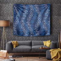 Hawaii Plumeria Lei Tapestry Aloha Festive Vibe - Navy Blue