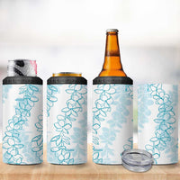 Hawaii Plumeria Lei 4 in 1 Can Cooler Tumbler Aloha Festive Vibe - Turquoise LT7 - Polynesian Pride