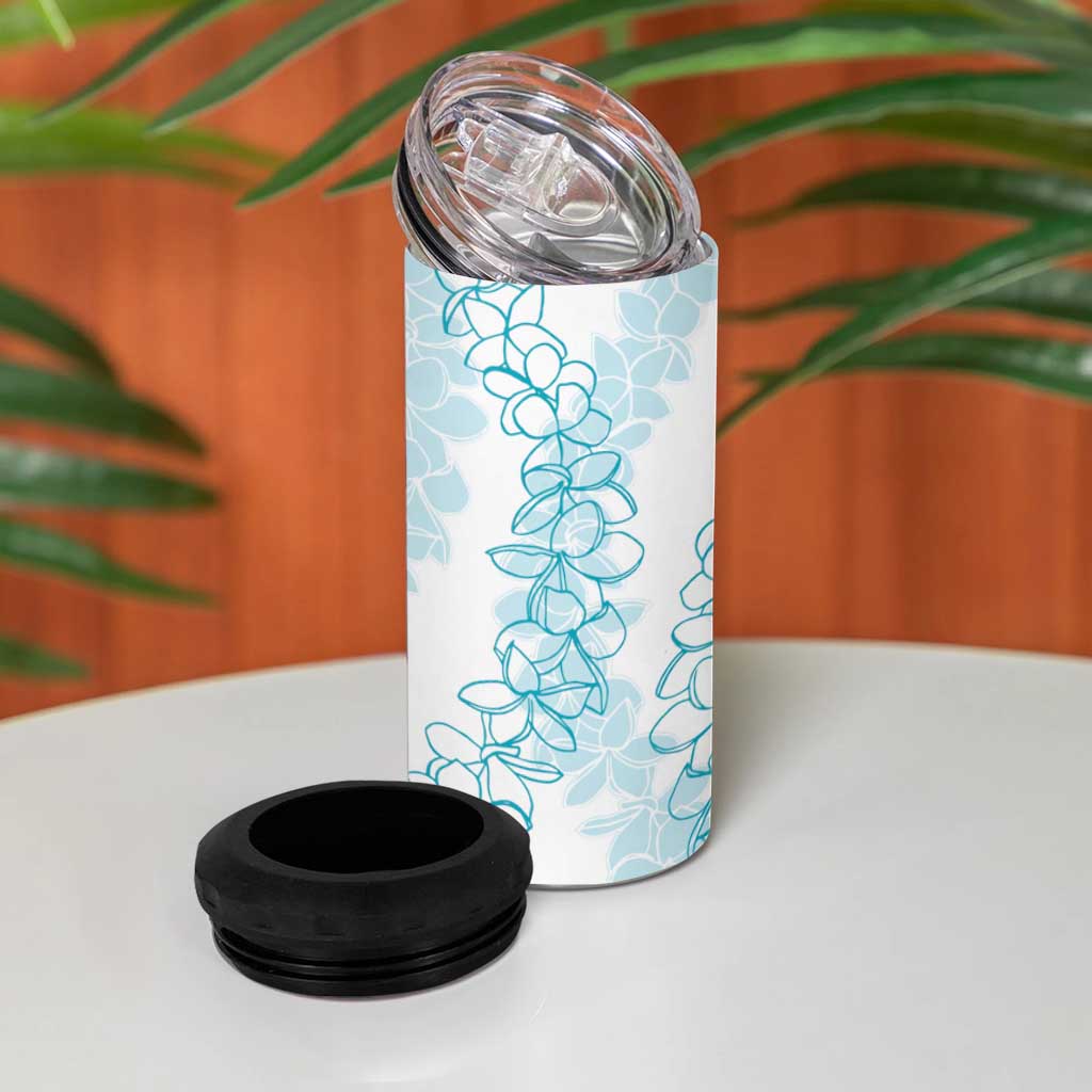 Hawaii Plumeria Lei 4 in 1 Can Cooler Tumbler Aloha Festive Vibe - Turquoise LT7 - Polynesian Pride